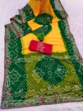 Georgette fabric embroidery pitta work saree with embroidered blouse.