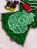 laheriya print moss chiffon fabric saree,with embroidery work saree.