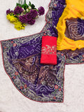 Georgette fabric embroidery pitta work saree with embroidered blouse.