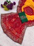 Georgette fabric embroidery pitta work saree with embroidered blouse.
