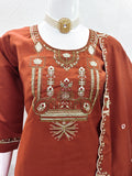 kurti pant dupatta set with embroidery work