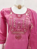 kurti pant dupatta set with embroidery work
