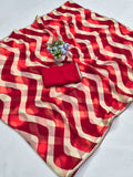 laheriya print georgette fabric with beads design lace border saree with heavy banglori silk blouse.