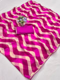 laheriya print georgette fabric with beads design lace border saree with heavy banglori silk blouse.