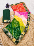 Laheriya print georgette fabric saree with original Gota Patti work lace border.with blouse.