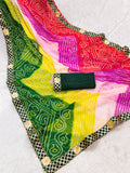 Laheriya print georgette fabric saree with original Gota Patti work lace border.with blouse.