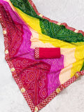 Laheriya print georgette fabric saree with original Gota Patti work lace border.with blouse.