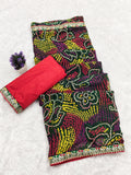 Georgette Sekhavati Print Saree.traditional Rajasthani-inspired look