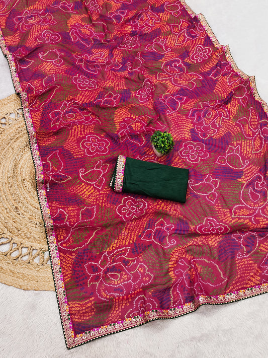Georgette Sekhavati Print Saree.traditional Rajasthani-inspired look