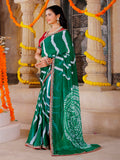 chiffon fabric laheriya print saree with embroidered lace border with heavy banglori silk blouse.