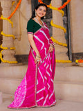 chiffon fabric laheriya print saree with embroidered lace border with heavy banglori silk blouse.