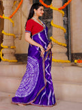 chiffon fabric laheriya print saree with embroidered lace border with heavy banglori silk blouse.